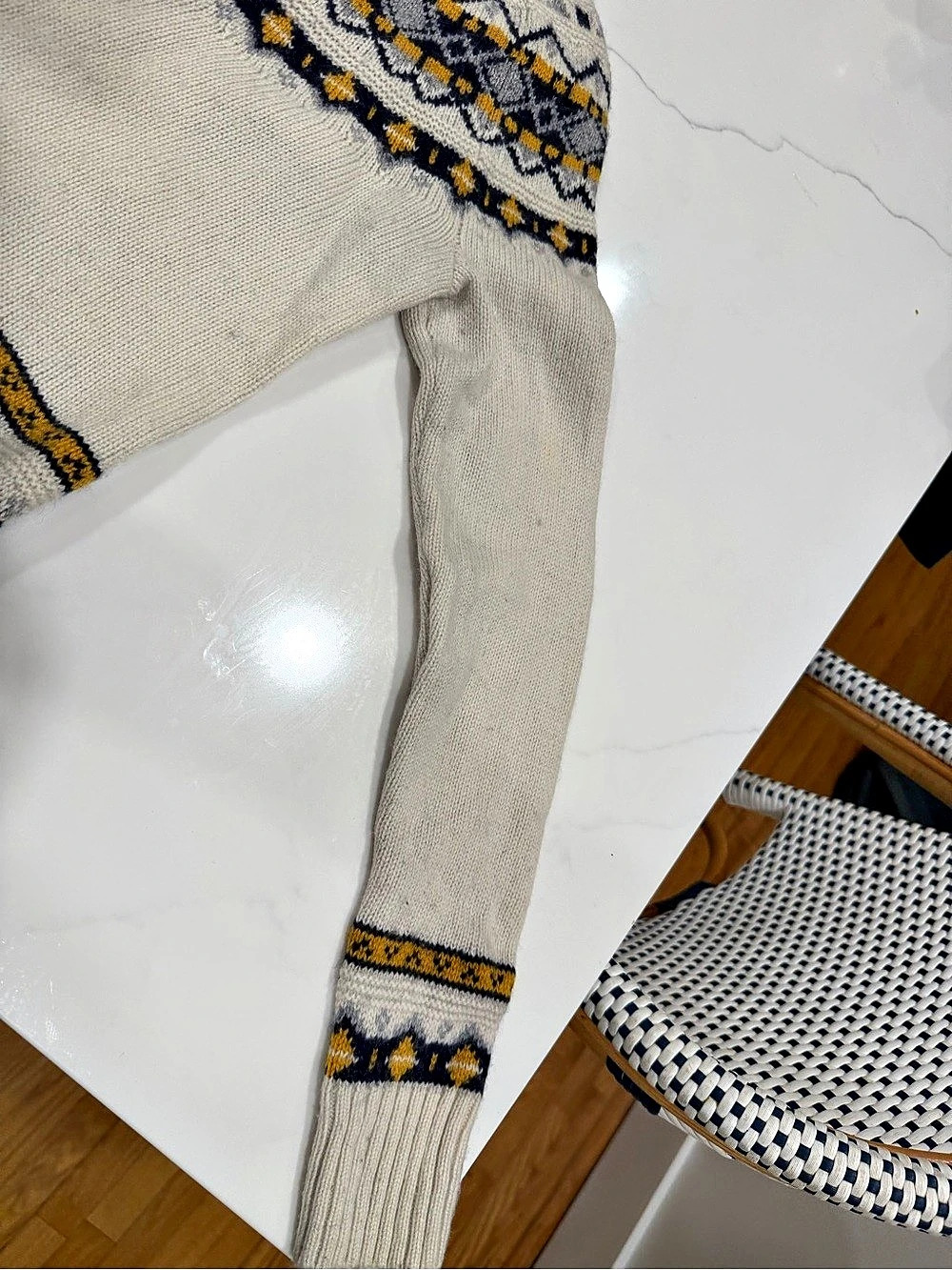 J.Crew Fair Isle Mockneck Pullover Sweater Cream & Blue XS - Picture 3 of 5